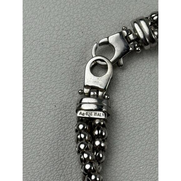 Bubble Chain Italy Double Strand Sterling Silver Bracelet 7.5" Unique Clasp - Picture 7 of 8